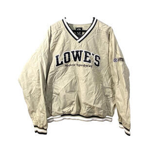 Vintage Lowes Motor Speedway Pullover Jacket Beige/Black White XL gear for sport